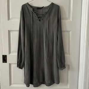 Blu Pepper Charcoal Lace-Up Top